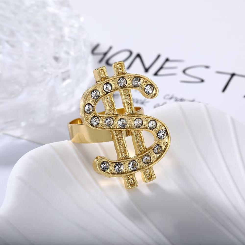 Retro Hip Hop Diamond Studded Dollar Sign Necklace Unisex Pendant Jewelry