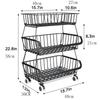3Tier Rolling Pantry Floor Organizer,Stackable Pantry Storage Cart with Wheels, Metal Wire Pantry Baskets, Kitchen Fruit Basket Stand, Vegetable