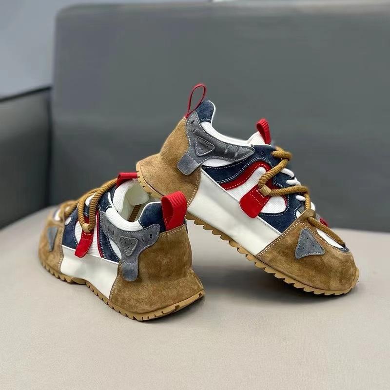 Designer Chunky Sneaker for Men Cover Bottom Board Shoes Fashion Casual Leather Breathable Increased Internal Platform Shoes