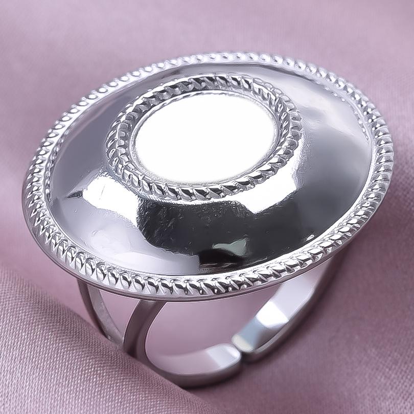 Geometric Round Oval Heart Blank Base Settings DIY Stainless Steel Rings For Women Men Accessories Adjustable Open Ring Jewelry