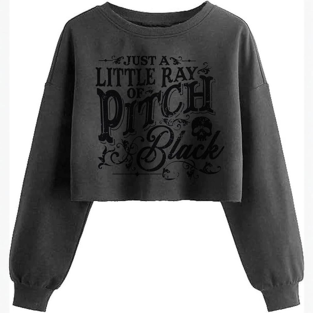 Women's Crop Sweatshirt Fall Halloween Long Sleeve Pullover Sweatshirt