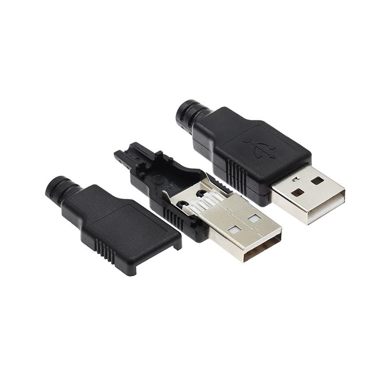 10 Stück Typ A Stecker Buchse USB 4-Pin Stecker Buchsenverbinder Mit Schwarzer Kunststoffabdeckung Typ-A DIY-Kits