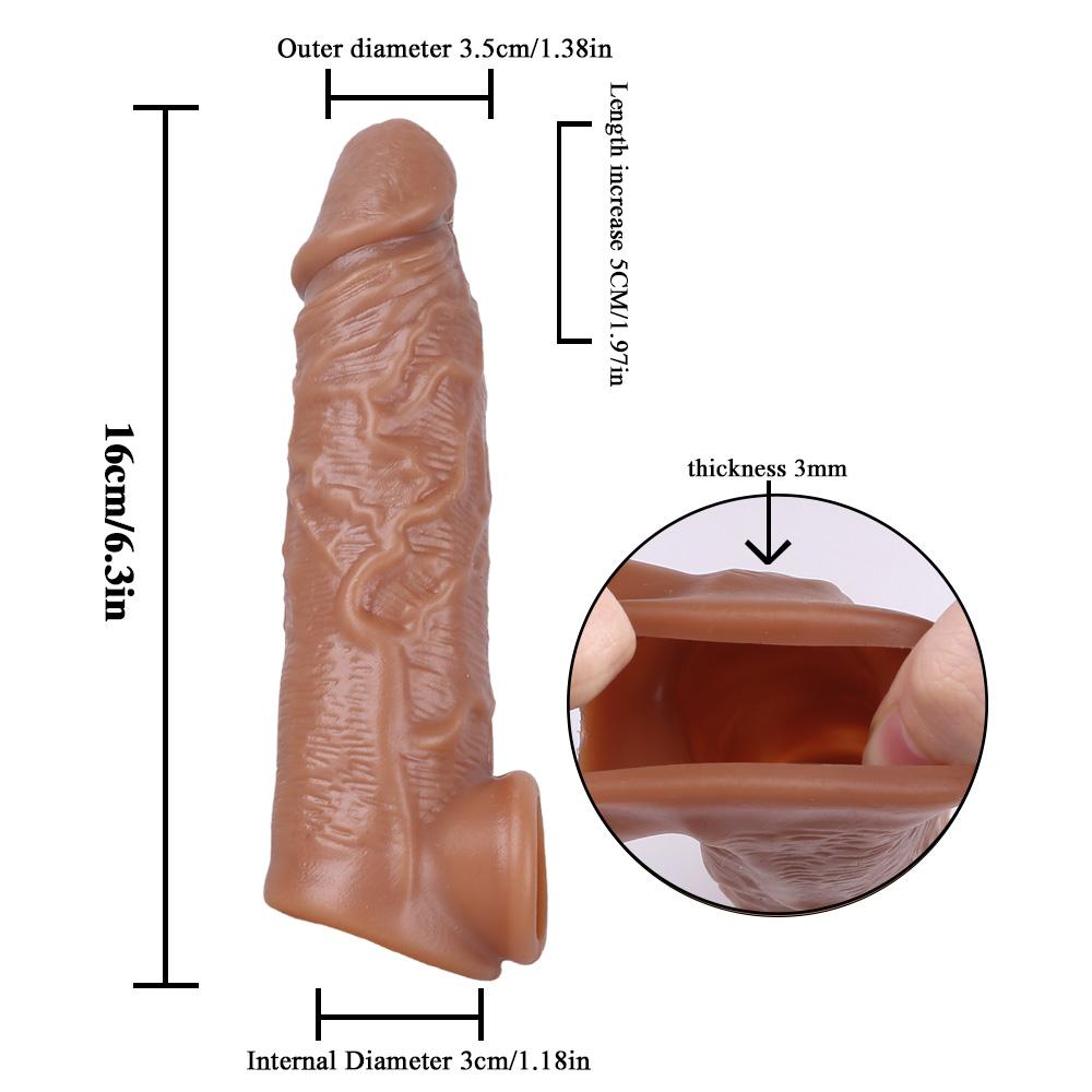 MoDi Realistisk Penis Sleeve Extender Gjenbrukbare dildoer Kondomforsinkelse Ejakulasjon Pikkforstørrelse Sexleketøy for menn