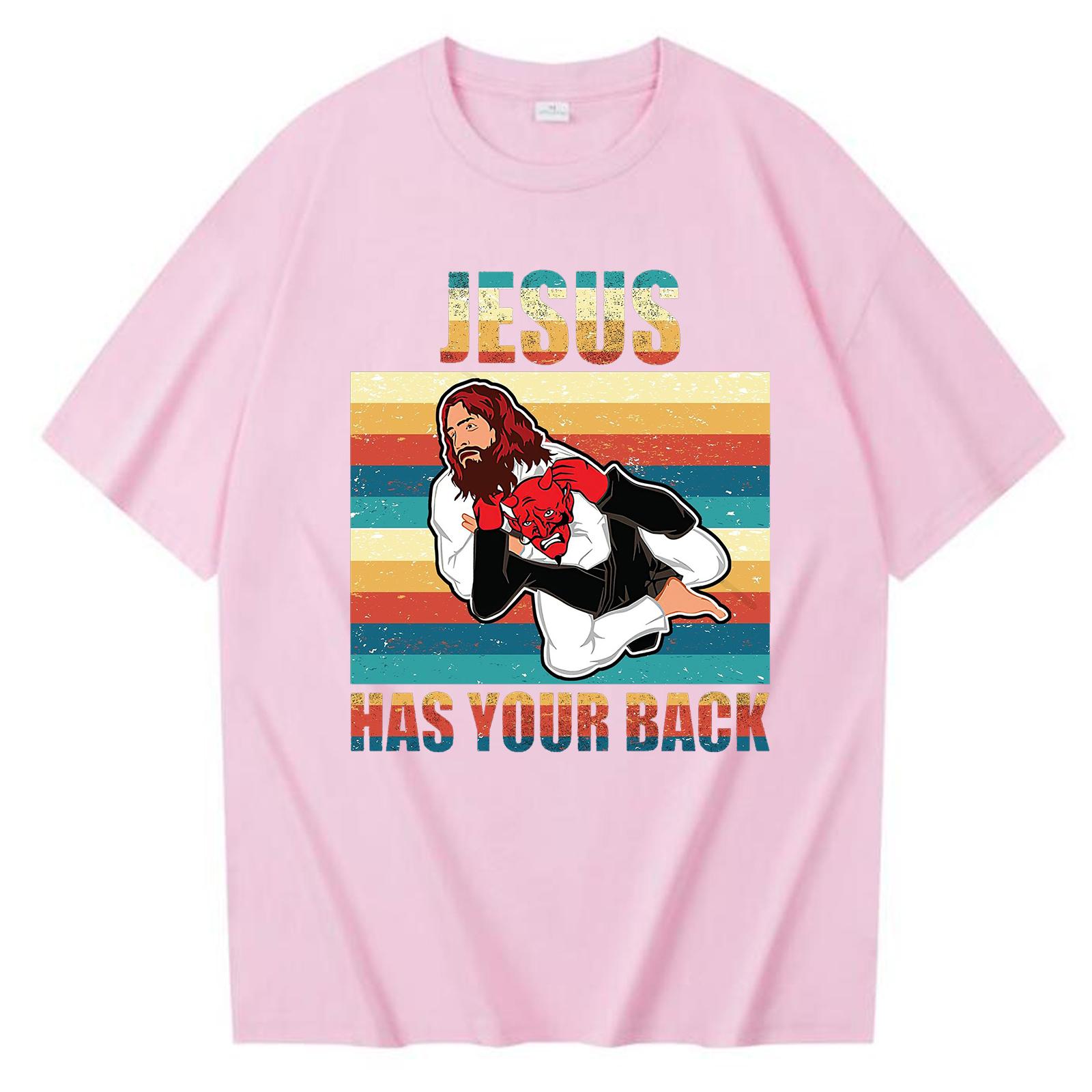 

Jesus Has Your Back Jiu Jitsu Vintage Christian Women T-shirt Fashion Summer Harajuku O Neck Streetwear Unisex Tops 3XL