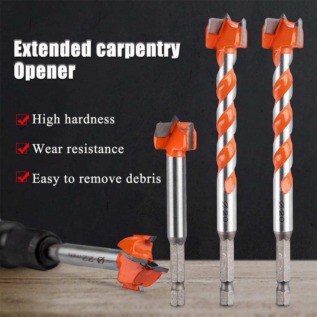 Large Size Drill Bit Boring Woodworking Hole Saw, Carbide Steel Hinge Cutter Tool for Wood Plastic Plywood Black Orange