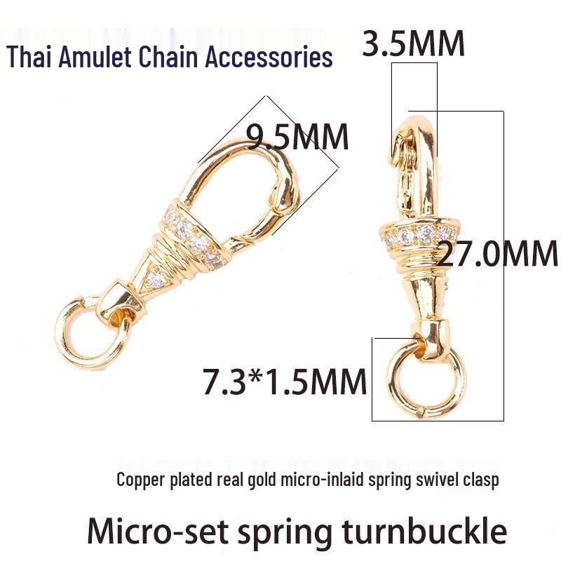 Thailand Amulet Chain with Zircon-Embedded Rotating Quick Release Lobster Clasp