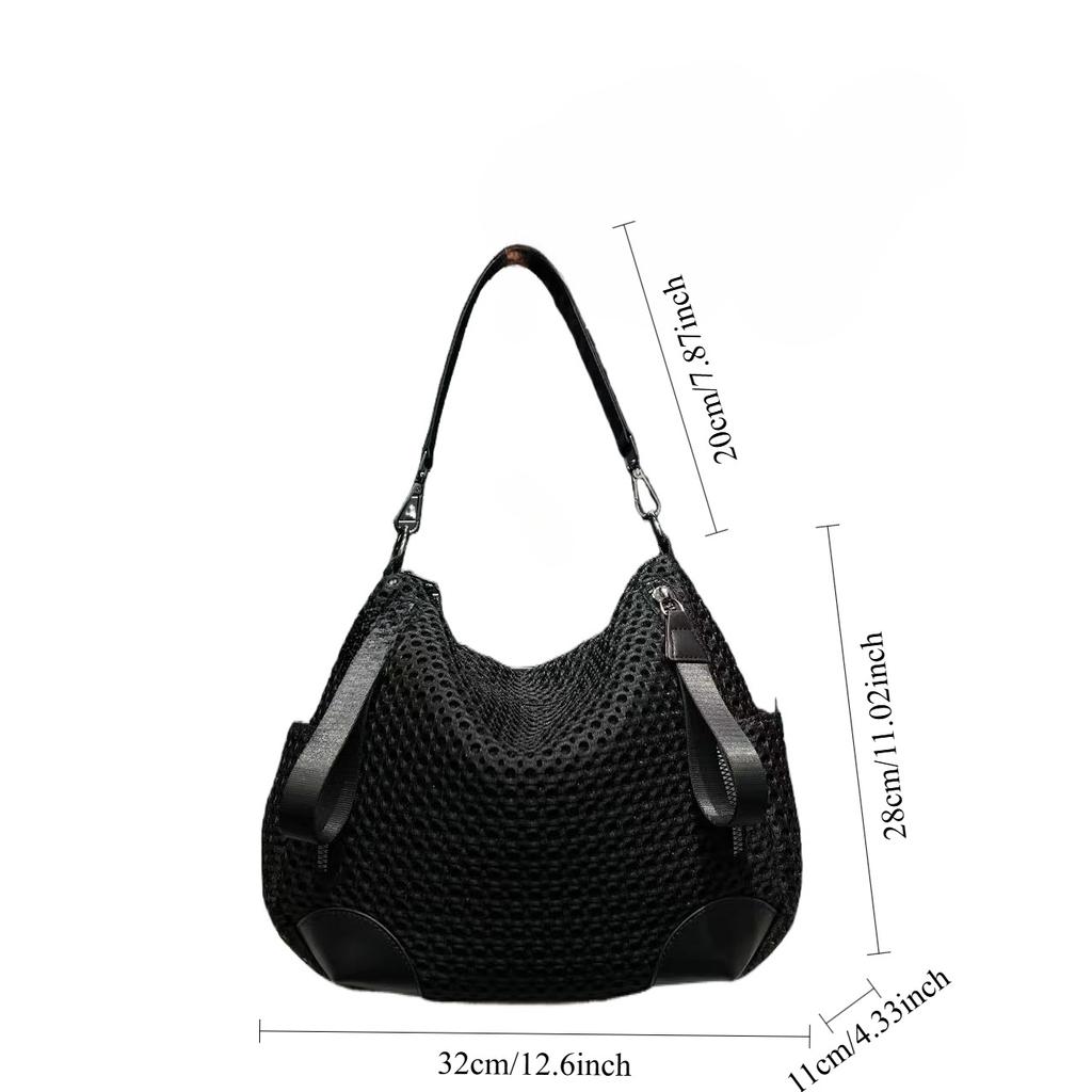 Women'S Mesh Lightweight Oblique Span Bag Large-Capacity Splicing Shoulder Handbag