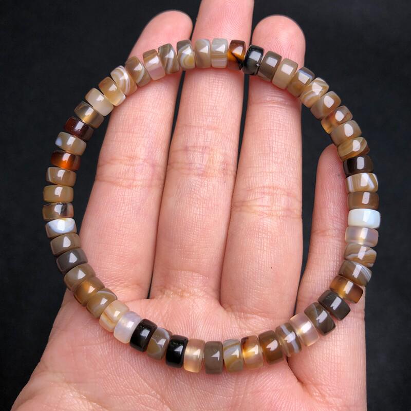 Twisted Silk Agate Thick Straight Cut Tea-Colored Spacer Beads Bracelet – DIY Cultural Accessories
