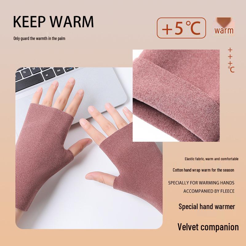 Women's Fingerless Touchscreen Fleece Gloves - Cute Cold-Weather Protection for Autumn/Winter