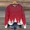 Women's Christmas Printed Casual Fashion Long Sleeve Round Neck Pullover Top