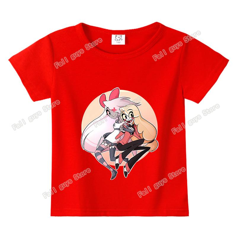 Hazbins Hotel Series Boys Girls TShirt Cute Kids Short Sleeve Tops Cartoon Print Child Clothing Summer Funny Birthday Gifts