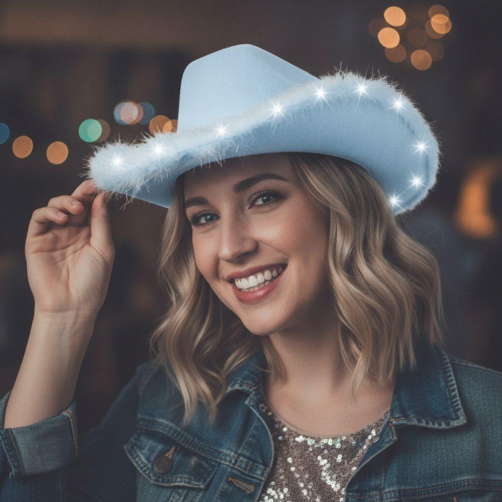 Mit LED-Licht LED-Cowboyhut Unifarbene Kostümhut Westliche Veranstaltungen Themenveranstaltungen Konzerte