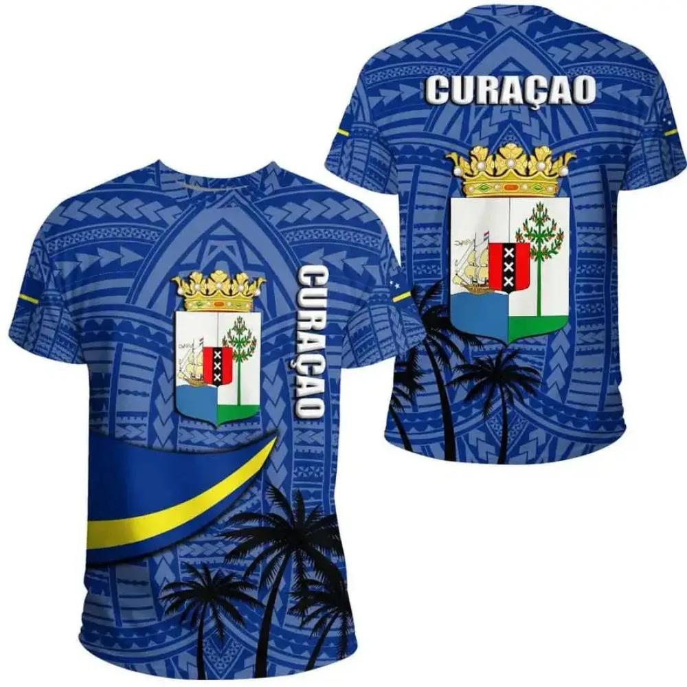 Republic of Curacao Flag T-shirt 2024 Summer Casual Fashion Graphic T Shirts Men Football Sports Autonomous Day Designer Clothes