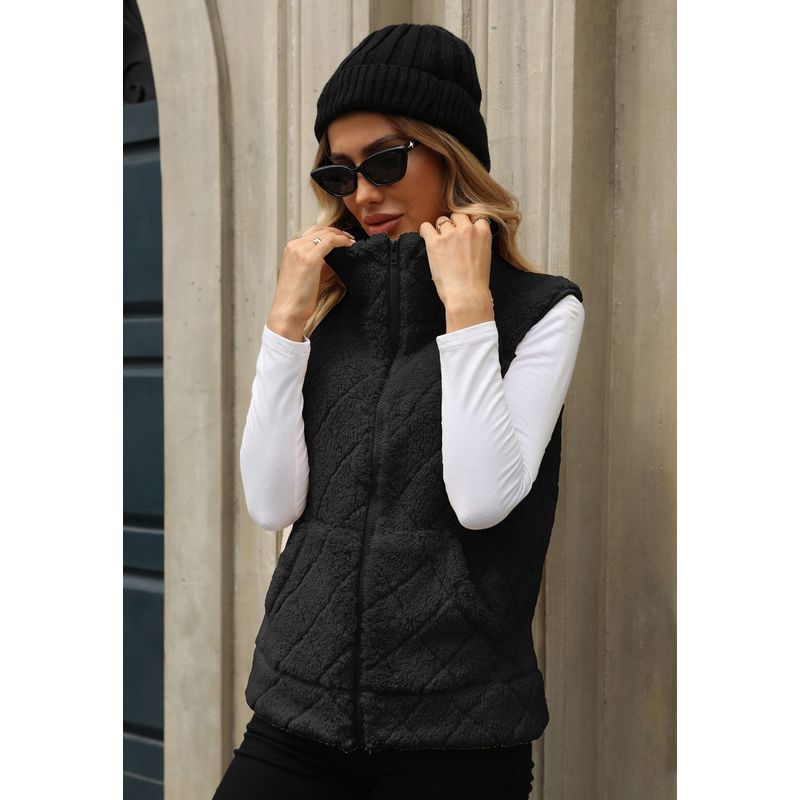 

Кардиган на молнии свободного кроя с ромбовидным узором, плюшевый жилет Black M