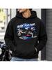 Motorcycle Graphic Hoodie, Unisex Fleece Pullover Sweatshirt with Kangaroo Pocket, Long Sleeve Casual Streetwear for Fall and Wint
