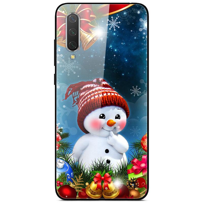 New Year Christmas Case For Xiaomi Mi 9 Lite CC9 CC9E A3 9T SE Tempered Glass Hard Cover For Redmi Note 8T 8 7 K20 Pro Bumper