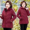 Women's Winter Puffer Cotton Padded Jacket Grandma Hooded Fleece Thick Parkas Warm Loose Retro Embroidery Snow Coat Loose Female