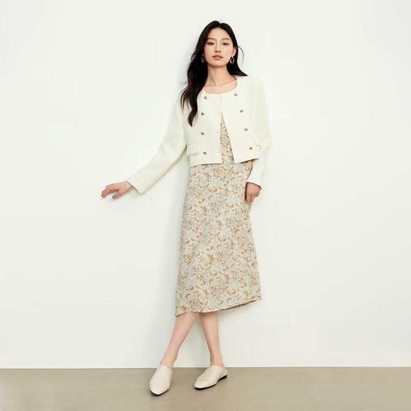 JOY SPEAKER French Style Floral Dress & Short Jacket Two-Piece Set