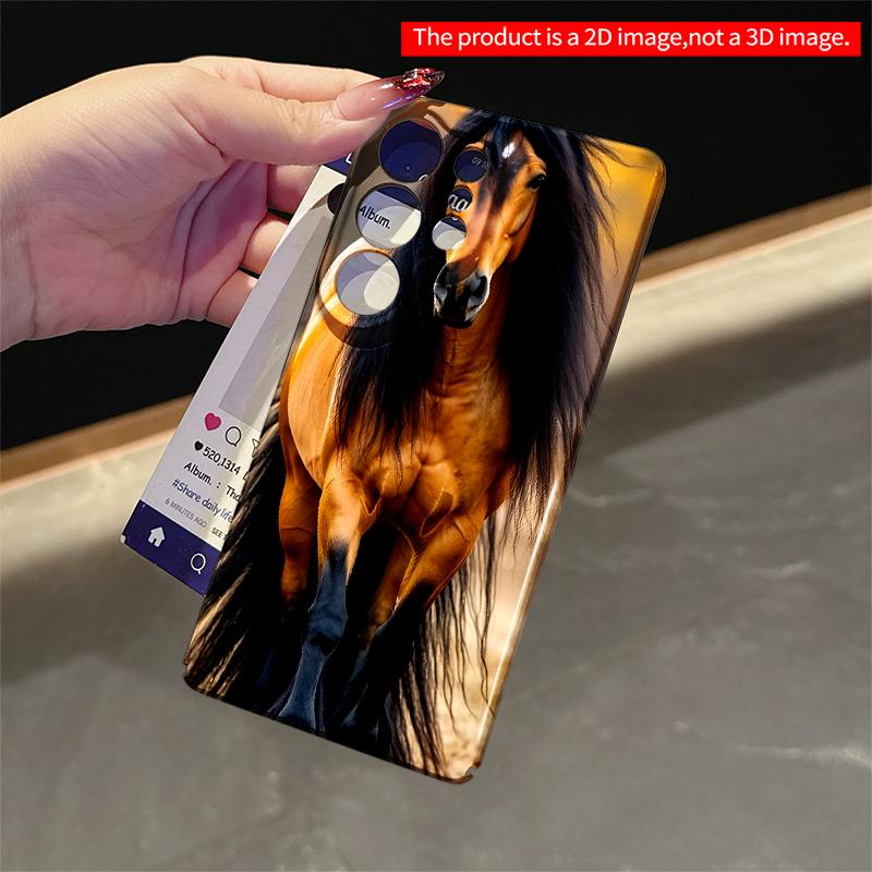 2DFlat Samsung Phone Case Golden Horse with Flowing Black Mane Applicable To Galaxy S22 S23 S24 S25ULTRA S26 A12 A13 A14 A15 A16