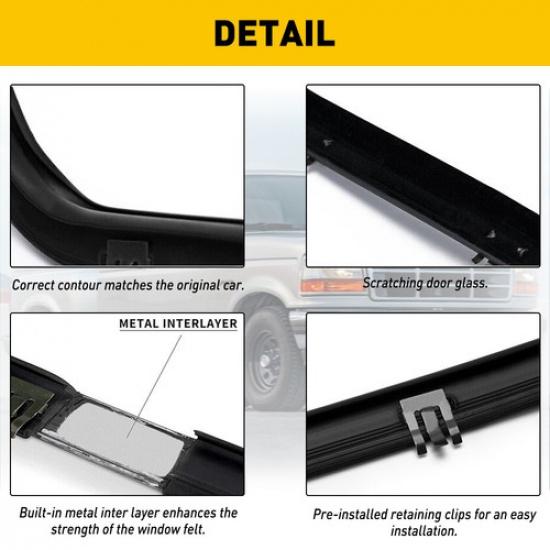 4PCS - For 1987 1997 F150 Ford F250 Door Window F350 Seal Belt Weatherstrip Kits