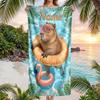 1 Stück personalisiertes Capybara Sommer Strandtuch, individueller Name tropisches Poolhandtuch für den Urlaub