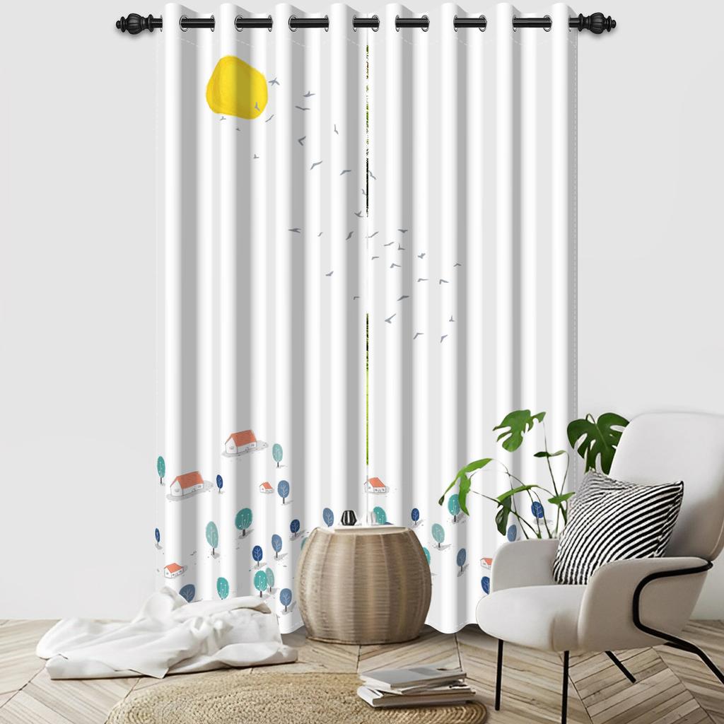 2Pcs Modern 100% Blackout Curtains Uv Protection Heat-Resistant Light-Blocking Drapes Living Room Bedroom Hotel Window Curtains