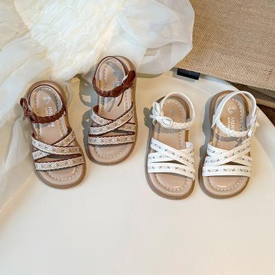 Mädchen Sandalen Weben Süße Schleifen Stickerei Kinder Strandschuhe Rutschfeste Weiche Sohle 2025 Neu Mädchen Prinzessin Schuhe für Sommer Ins Trend