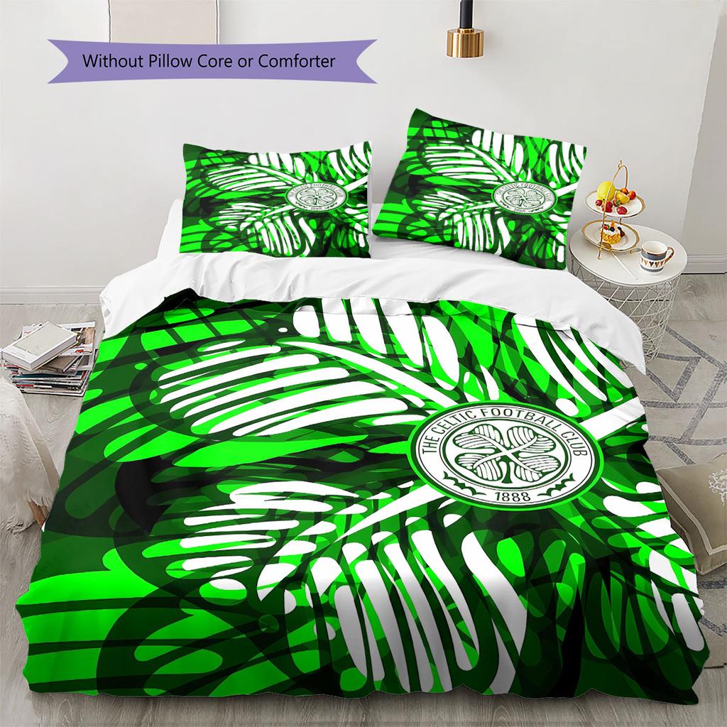 Celtic Football Club Pattern Bedding,Quilt Set Quilt Cover Pillowcase Home Birthday Gift(1 * Duvet Cover + 2 * Pillowcase, Without Core)