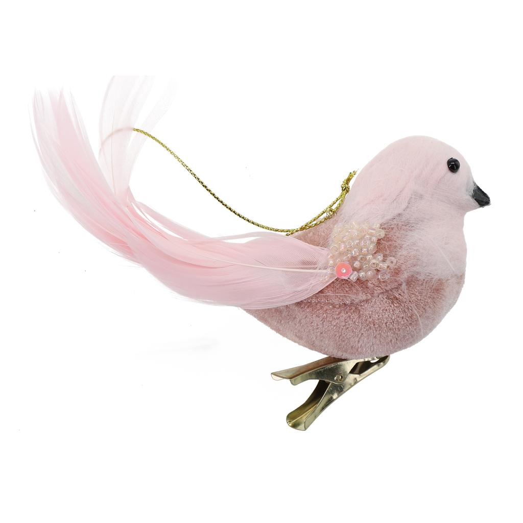 New 3D Fake Craft Birds Christmas Decoration Simulated Foam Feather Bird Christmas Decoration Pink Christmas Tree Pendant