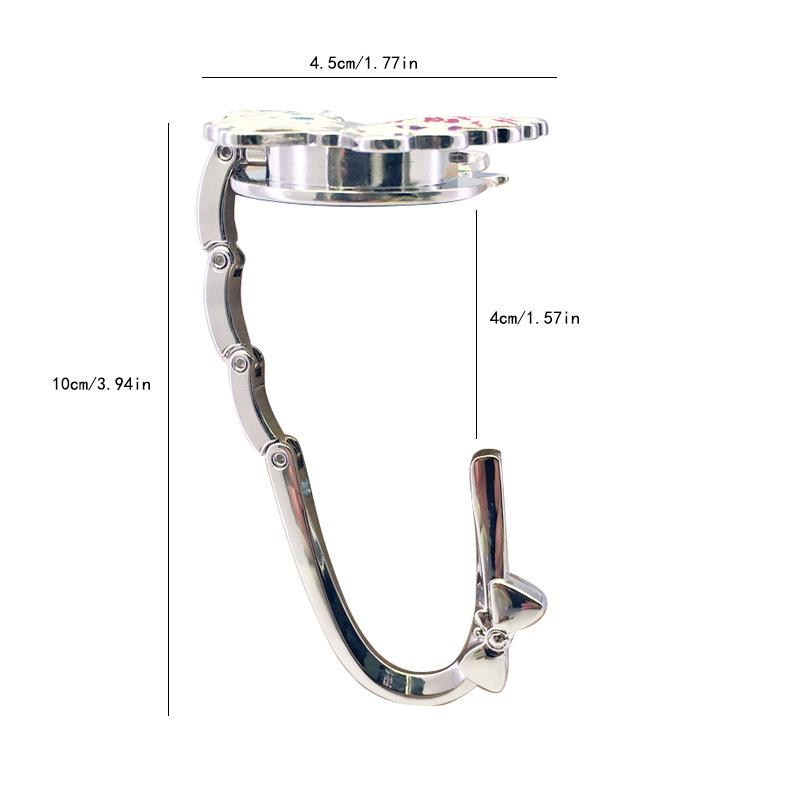 Foldable Sturdy Butterfly Purse Hook Colorful Glitter Metal Frame Table Bag Holder for Cafe Bar Outdoor Use