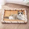 Pet Cooling Mat Summer Cooling Dog Bed Mat Washable Cooling Rattan Mat with Raised Edge Non-slip Bottom for Cats And Dogs