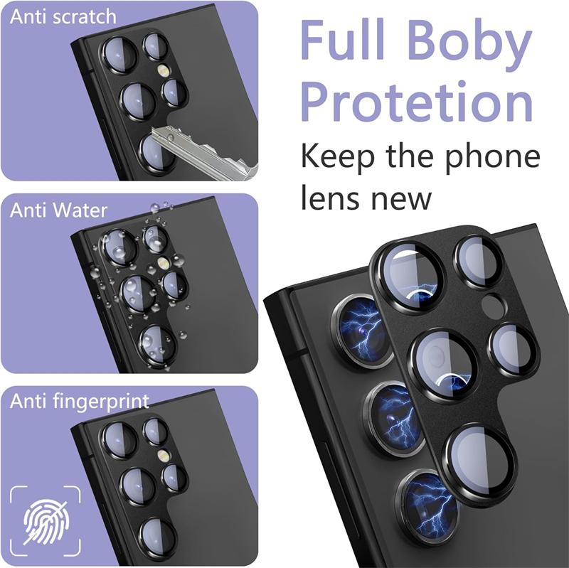Kovový ochranný kryt objektivu fotoaparátu pro Samsung Galaxy S24 S22 Ultra S23 Plus S24Ultra S24Plus S24+ Kryt objektivu ze skla Příslušenství