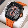 TSAR BOMBA Men Watch Quartz Analog Movement 5ATM Waterproof Tonneau Stopwatch Stainless Steel Case Casual Sport Design