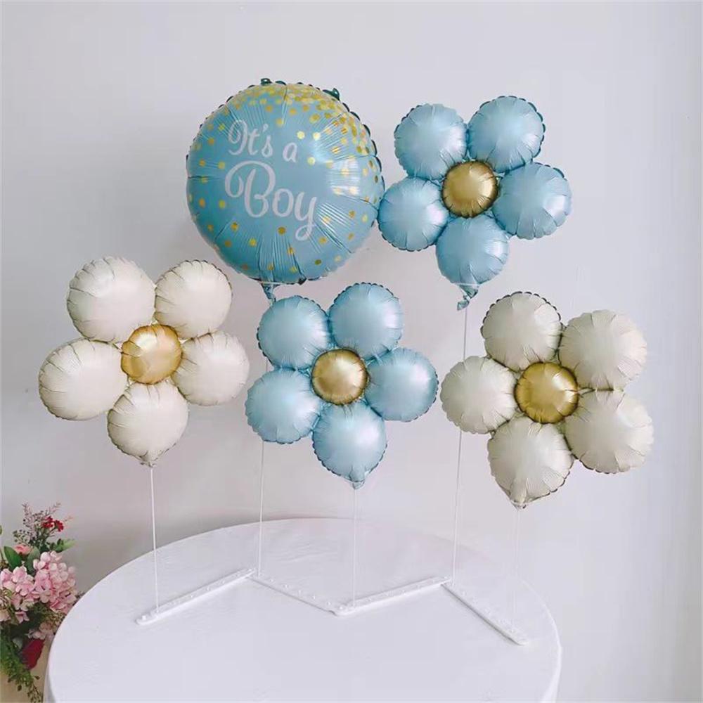 5pcs Matte Flower Aluminum Film Balloons Birthday Party Decor Baby Shower Supplies Toy Balloon Wedding Ballons Festival Decor