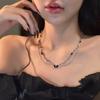 Dark Spice Girl Style Double Layer Black Butterfly Necklace Collarbone Chain Women's Premium Design Niche Accessories Sweater Chain