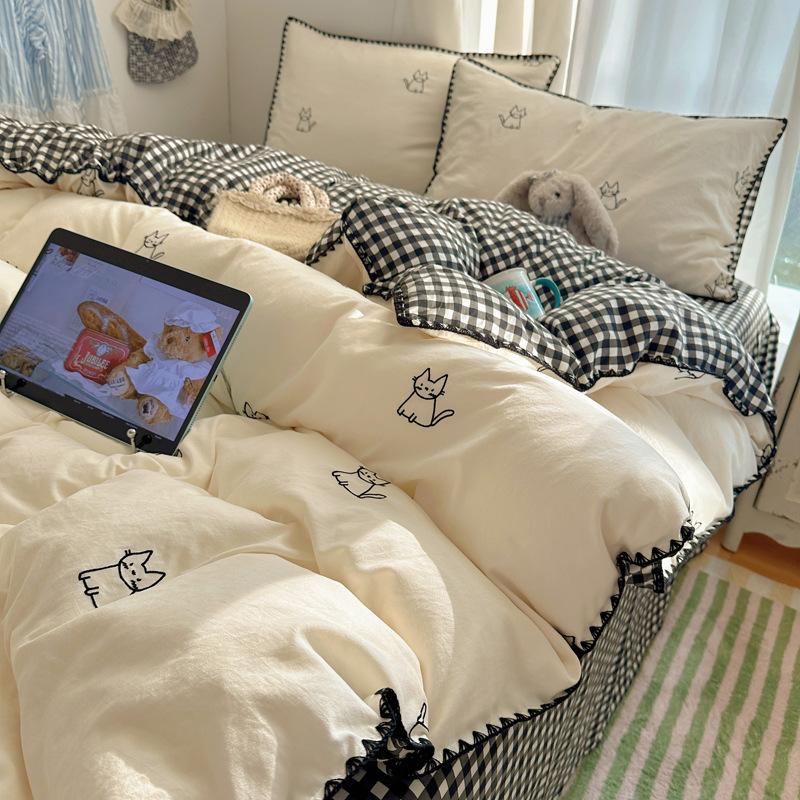 Class A Bed, Pure Cotton Cotton Embroidered Quilt Cover, Bed Sheet Quilt Cover, Student Dormitory