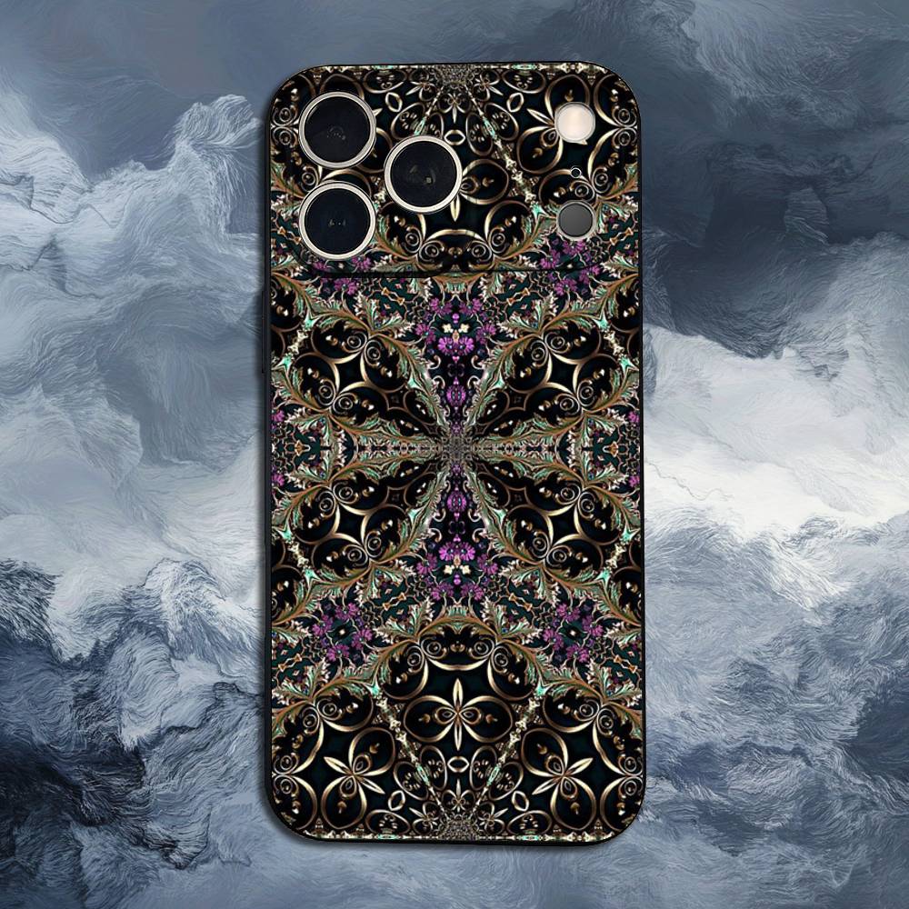 

Чехол с ярким узором мандала для iPhone 12, 14, 15, 16, 17, 13, 11, X, Mini, Plus, Pro Max, 8, 7, XR, SE, XS, Мягкий силикон, Черный iPhone17Air