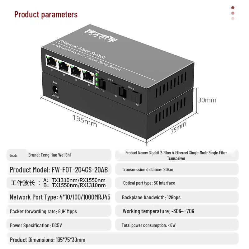 Gigabit Single-Mode Single-Fiber Optic Media Converter