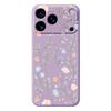 For iPhone 17 Pro Max Case Pink Blue Flowers Pattern Printing Straight Edge TPU Phone Back Cover