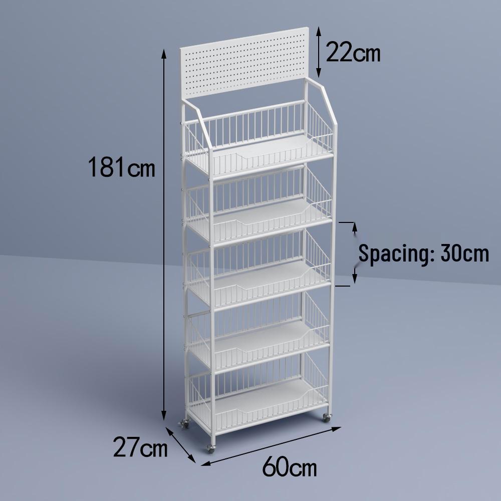 Freestanding Multilayer Snack & Beverage Display Rack for Convenience and Home Use
