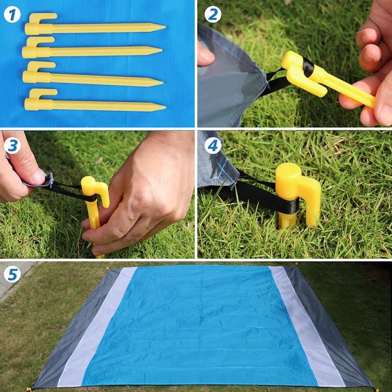 200x210cm Waterproof Pocket Beach Mat Folding Camping Sand Free Blanket Mattress Portable Lightweight Mat Outdoor Picnic Mat
