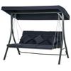 Altalena da Giardino Hollywood Swing, 3 Persone, Tettoia Parasole Regolabile, 198 x 118 x 168 cm, Blu Scuro