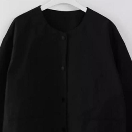 Women Coat Round Neck Long Sleeve Single Breasted Cardigan Solid Color Jacket Coat with Pockets Daily Wear