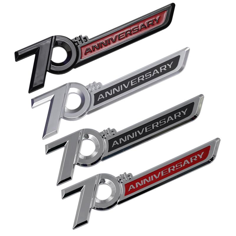3d ABS Chrome Black Logo 70th Anniversary Emblem Car Fender Sticker 70th Anniversary Badge Sticker Accessories