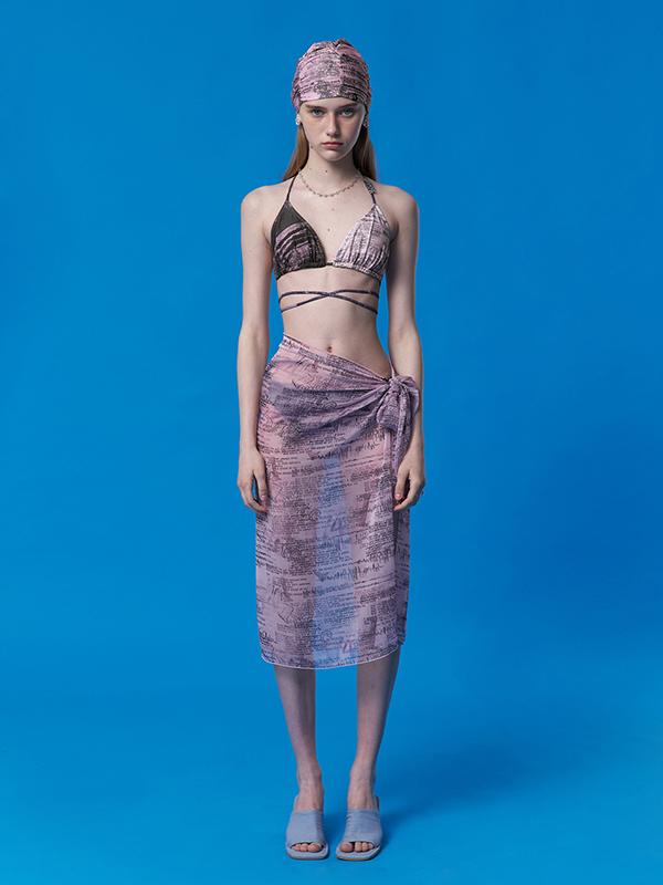 KIRSH Collection Print Wrap Skirt [Pink]