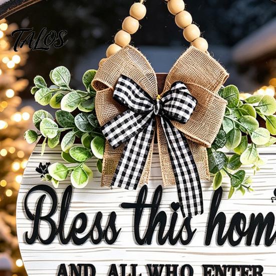 Rustic Farmhouse Door Hanger Welcome Sign for Front Porch, Round Wooden Hanging Handcrafted Plaque, Hanger, Thoughtful Gifts Neighbors Wreath