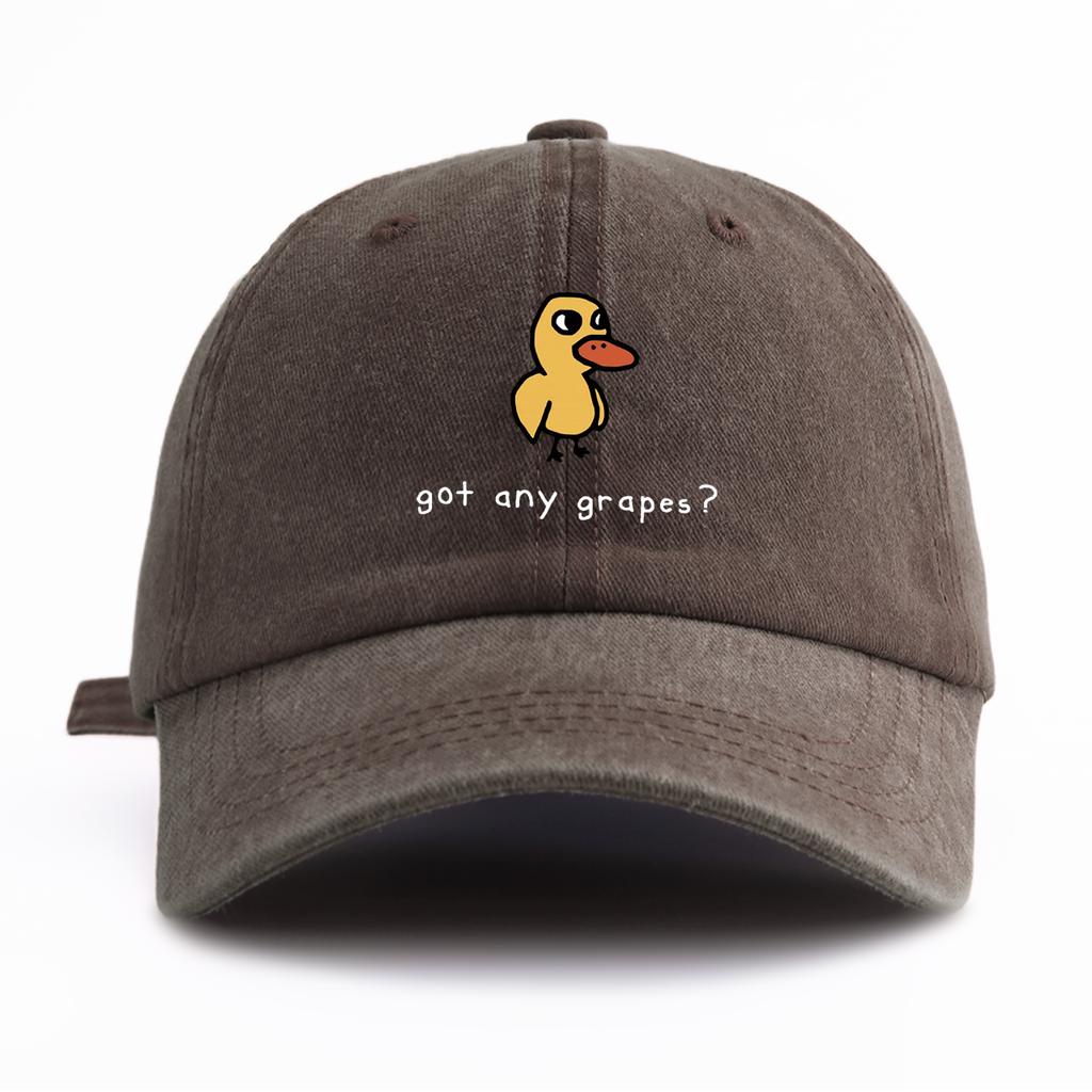 1pc GOT ANY GRAPES Print Washed Baseball Cap for AdultsMinimalist Retro Style Casual Soft Adjustable Dad HatPerfect As Gift