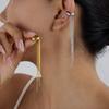 Korean Minimalism 18K Gold-plated Stainless Steel Long Tassel Clip Earrings for Women Trendy Fake Piercing Ear Cuff Jewelry Gift