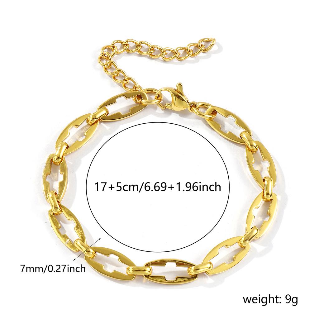 1 Piece Stylish Exquisite 18K Gold Plated 304 Stainless Steel Handmade Link Chain Bracelets For Women Gift 17cm(6.7") long