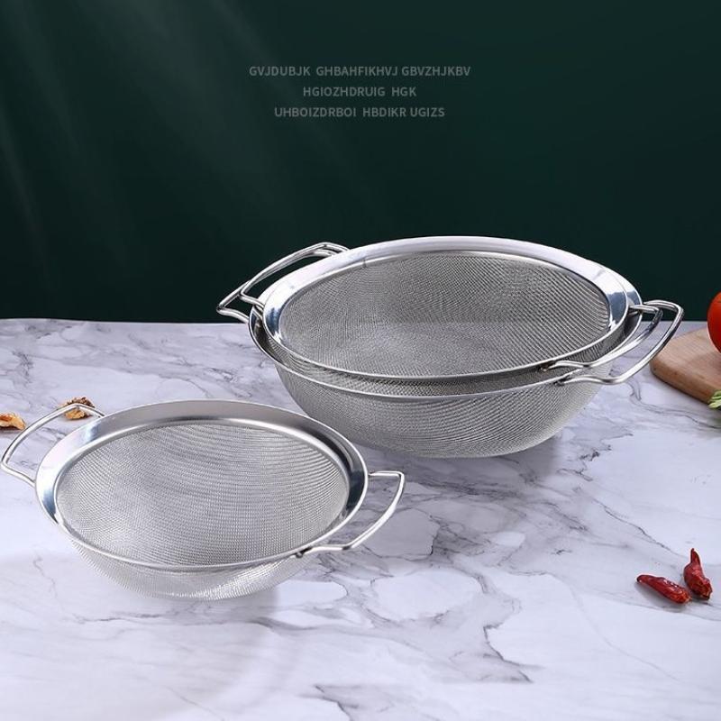 1Pcs Stainless Steel Strainer Basket Fine Mesh Multi-size Juice Rice Flour Sieve Large With Double Handles Food Filter Drainer
